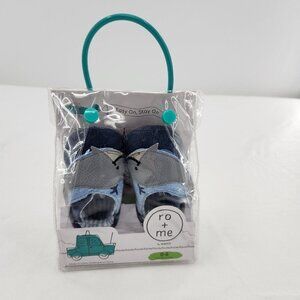 Ro+Me By Robeez Baby Slip On Crib Shoes Gray Whale Booties Size 0-6 M